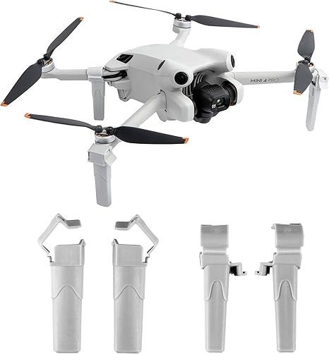 White quadcopter drone with camera and spare propellers on a white background.