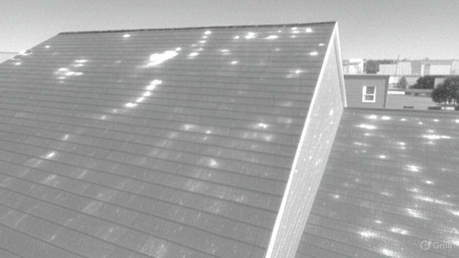 Thermal image of a roof showing heat spots with varying intensity across its surface.