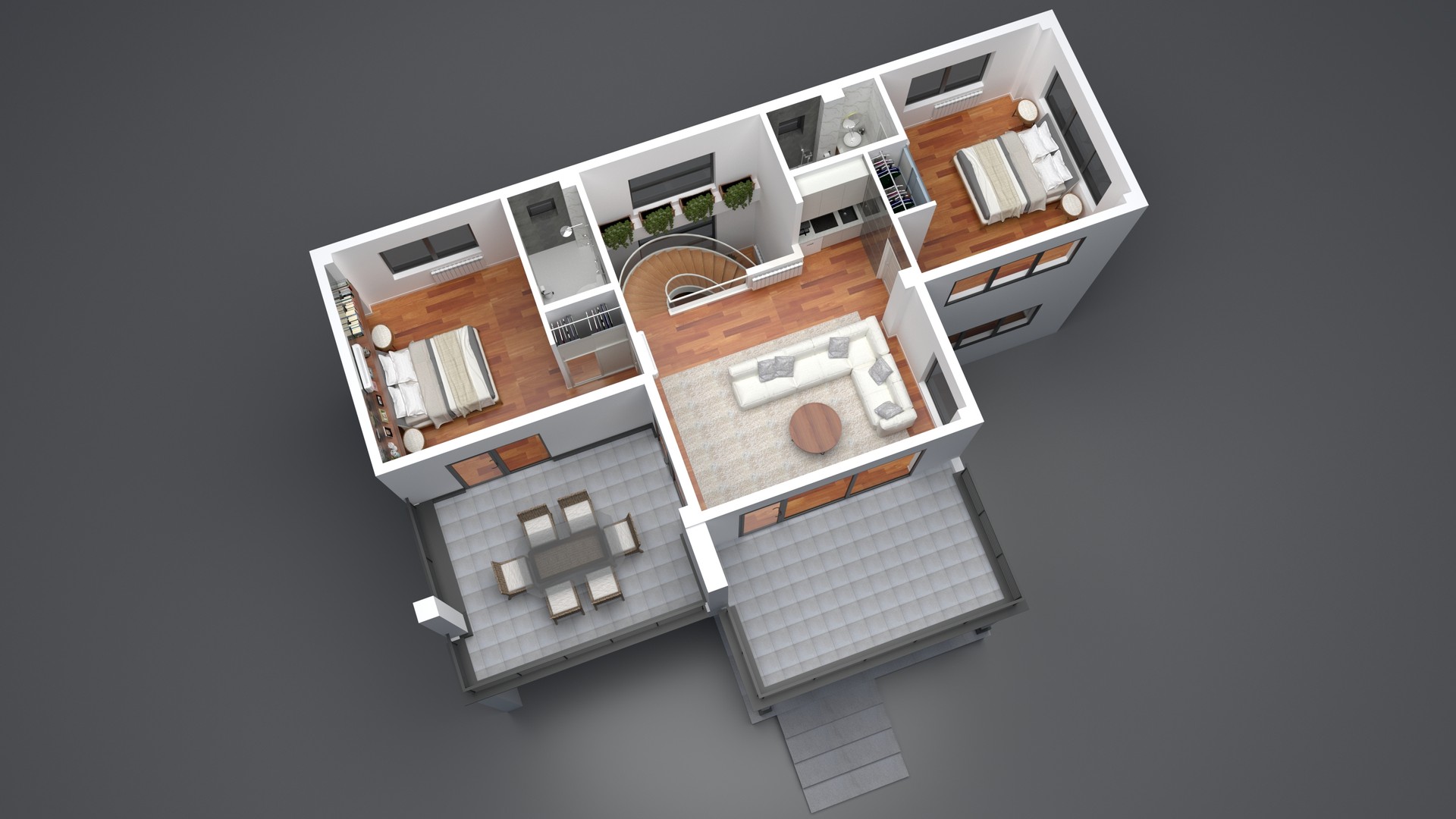 House 3D plan - Top View