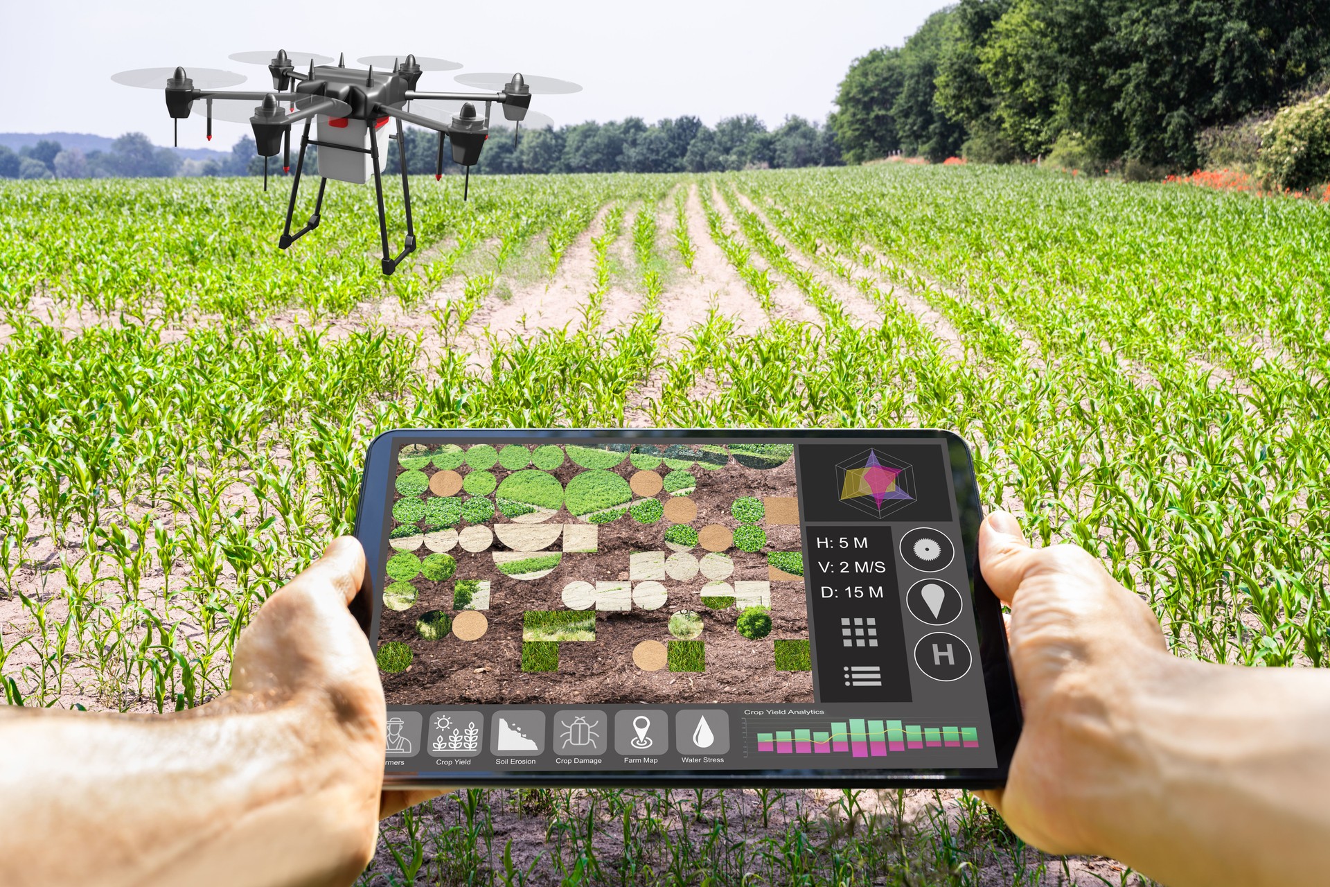 Modern Smart Farming Agriculture Technology At Farm