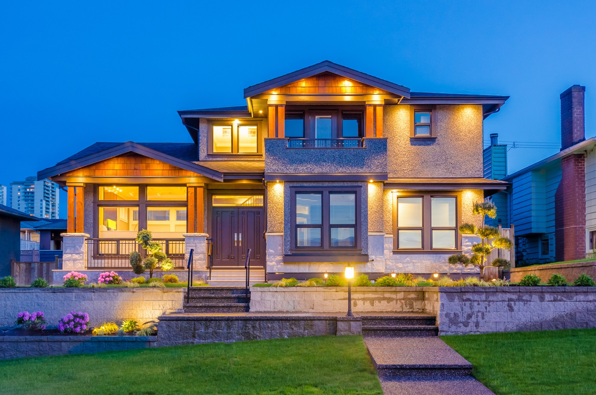 House at dusk.